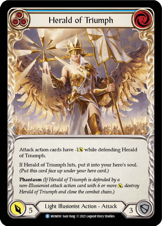 Herald of Triumph (Blue) [MON010-RF] 1st Edition Rainbow Foil